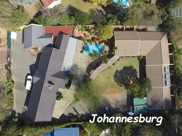 Aerial view of a house with a pool in Johannesburg